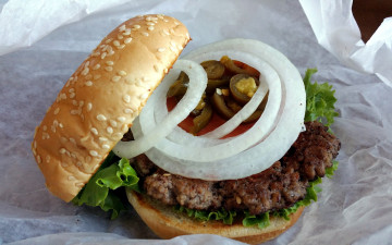 Картинка еда бутерброды +гамбургеры +канапе котлета булочка перец гамбургер лук