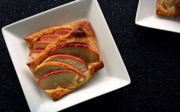 Картинка еда пироги яблоки тарелка ломтики пай яблочный