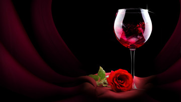обоя еда, напитки,  вино, бокал, роза, вино