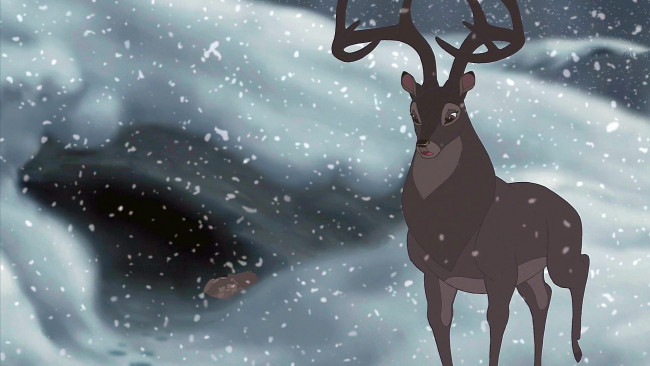 Обои картинки фото мультфильмы, bambi 2, зима, снег, олень