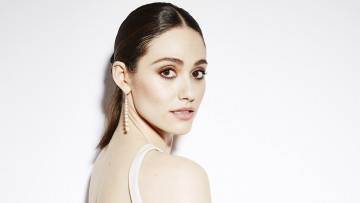 обоя девушки, emmy rossum, актриса, лицо, шатенка, серьги