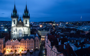 Картинка города прага+ Чехия башня панорама