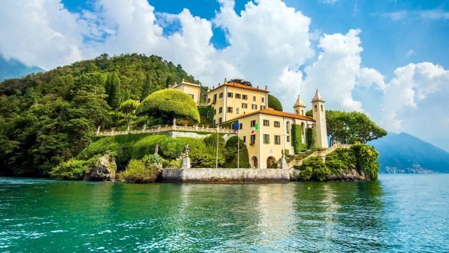 Обои картинки фото villa balbianello on lake como, italy, города, - пейзажи, villa, balbianello, on, lake, como