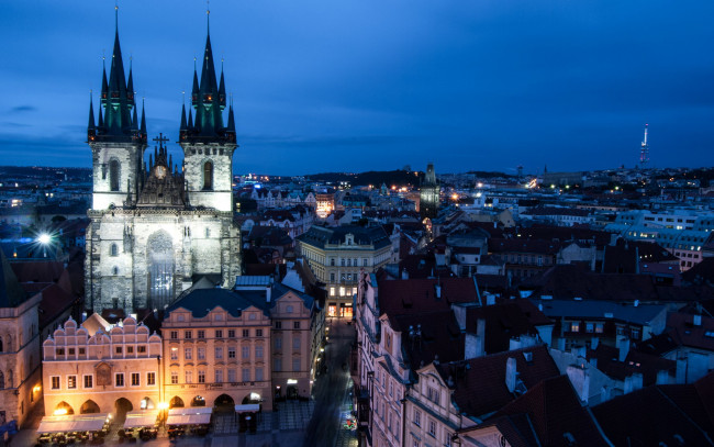 Обои картинки фото города, прага , Чехия, башня, панорама