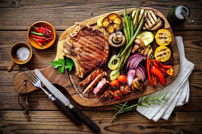 Обои картинки фото еда, мясные блюда, овощи, стейк, мясо