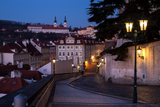 Обои картинки фото города, прага , Чехия, вечер, улица