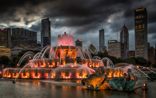 Обои картинки фото buckingham fountain, города, чикаго , сша, buckingham, fountain