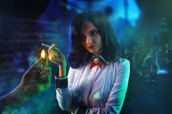 Картинка девушки kirdjava образ блузка сигарета рука огонь