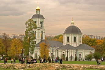 обоя церковь, иконы, пресвятой, богородицы, живоносный, источник, города, православные, церкви, монастыри, облака, деревья, паломники