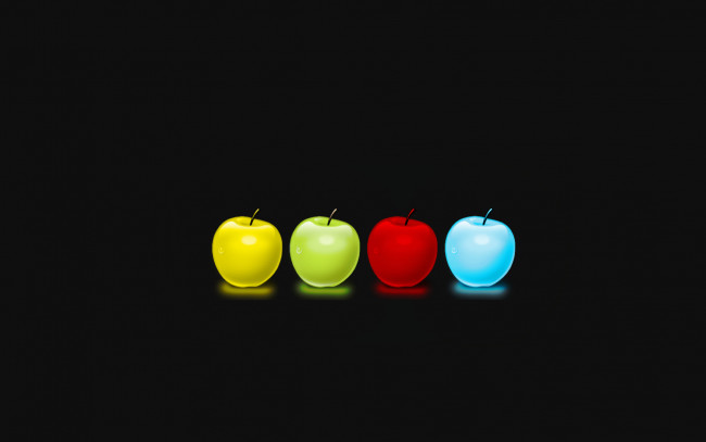 Обои картинки фото 3д, графика, другое, фон, тёмный, цвета, капли, яблока