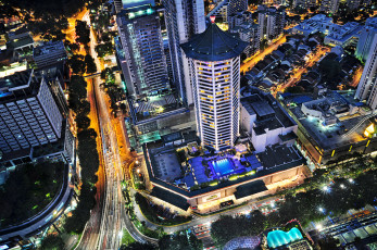 обоя города, сингапур, ночь