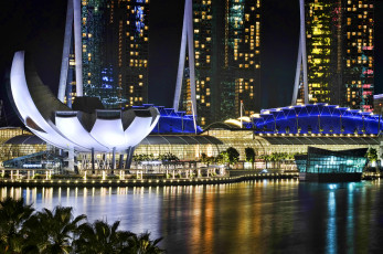 Картинка города сингапур огни ночного