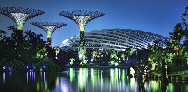 Обои картинки фото города, сингапур, сад, у, залива