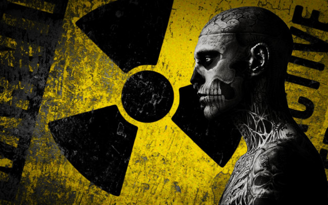 Обои картинки фото мужчины, rick genest, татуировки, знак, парень, rick, genest, радиация, профиль