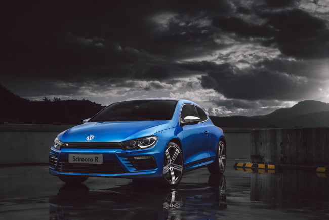 Обои картинки фото автомобили, volkswagen, 2014г, au-spec, синий, scirocco, r