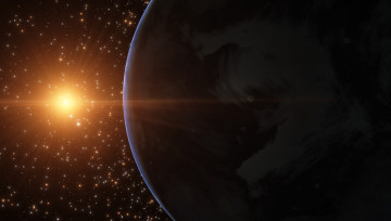 Картинка космос арт звезды поверхность планета свет
