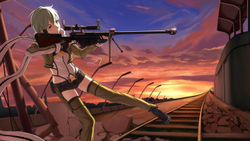 Картинка аниме sword+art+online фон взгляд девушка оружие