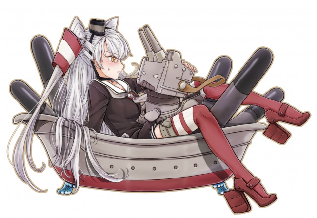 Обои картинки фото аниме, kantai collection, фон, взгляд, девушка