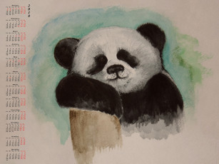 Картинка календари рисованные +векторная+графика панда
