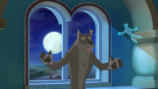 Обои картинки фото мультфильмы, иван царевич и серый волк 3, волк, приведение, эмоции, окно, луна