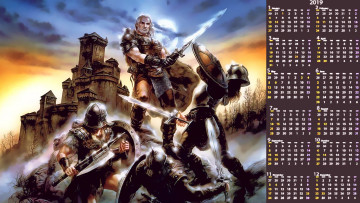 Картинка календари фэнтези воин оружие мужчина щит замок сражение