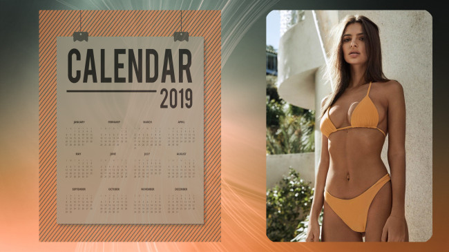 Обои картинки фото календари, девушки, купальник, взгляд, женщина
