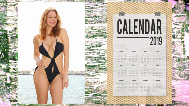 Обои картинки фото календари, девушки, взгляд, женщина, купальник