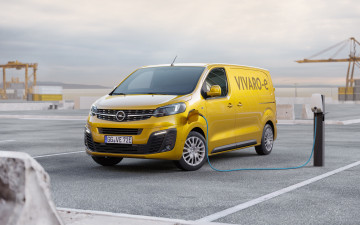 Картинка автомобили opel vivaro-e 2020 электрический автомобиль фургон экстерьер желтый vivaro вид спереди минивэн