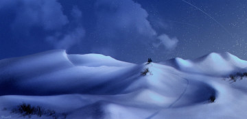 Картинка аниме пейзажи +природа люди снег
