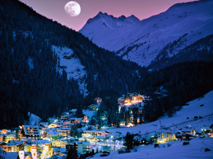 Картинка st anton at arlberg tirol austria города огни ночного