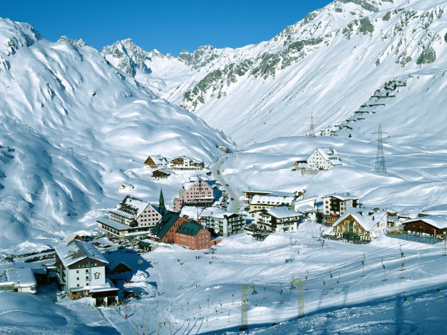 Обои картинки фото ski, resort, at, arlberg, pass, tyrol, austria, города, пейзажи