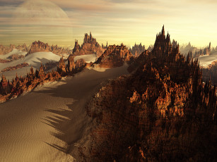 Картинка 3д графика nature landscape природа горы песок