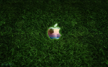 Картинка компьютеры apple яблоко логотип трава мяч