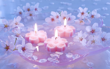 обоя разное, свечи, цветы, романтика