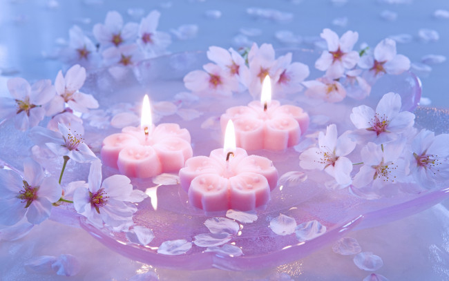Обои картинки фото разное, свечи, цветы, романтика