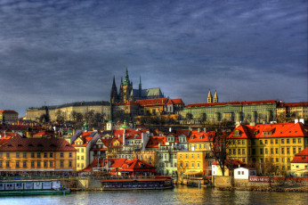 Картинка города прага Чехия влтава панорама здания