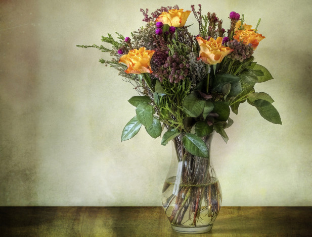 Обои картинки фото цветы, букеты, композиции, ваза, розы