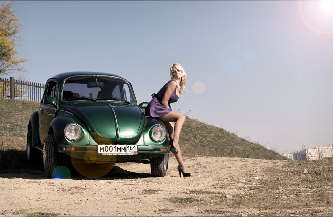 Обои картинки фото автомобили, авто, девушками, жук, volkswagen, beetle