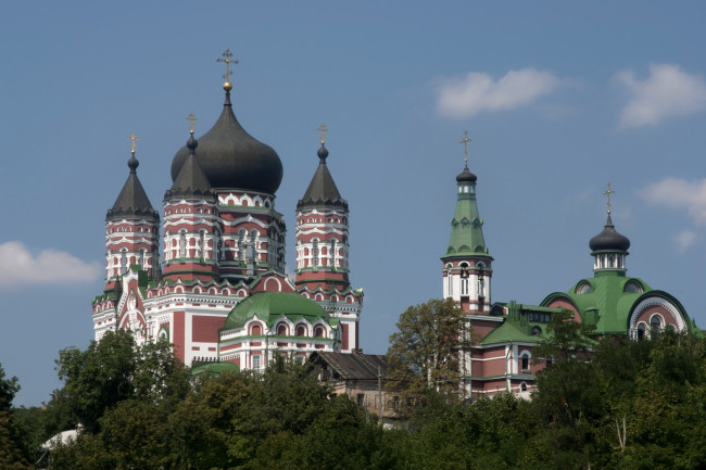 Обои картинки фото свято, пантелеймоновский, женский, монастырь, города, киев, украина, купола, монастырб