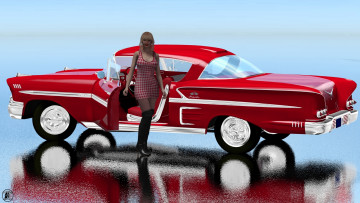 Картинка автомобили 3d+car&girl автомобиль девушка взгляд фон