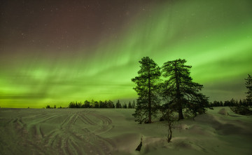 Картинка природа северное+сияние снег сполохи ночь