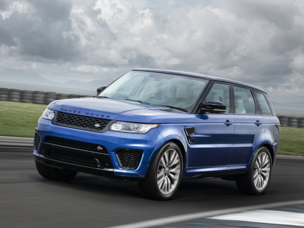 Обои картинки фото автомобили, range rover, 2014г, svr, синий, sport, range, rover