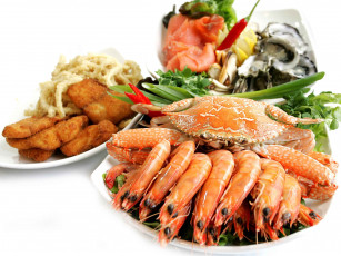 Картинка еда рыбные+блюда +с+морепродуктами креветки краб
