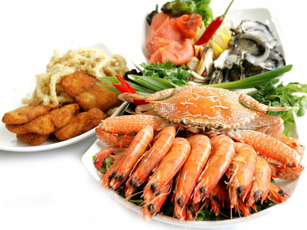 Обои картинки фото еда, рыбные блюда,  с морепродуктами, креветки, краб