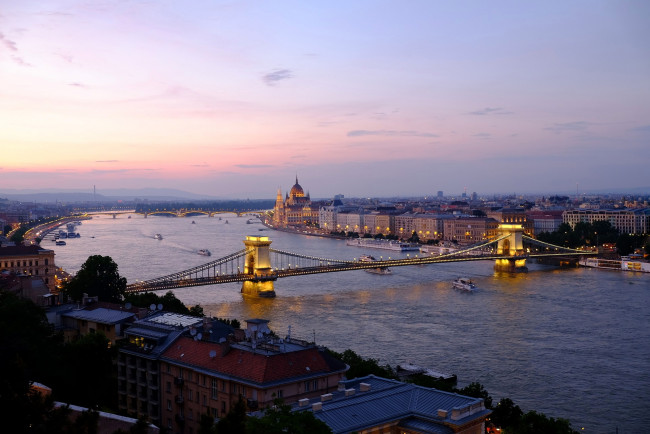 Обои картинки фото города, будапешт , венгрия, река, мост