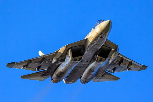 Обои картинки фото su-57, авиация, боевые самолёты, ввс