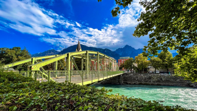 Обои картинки фото isel river, lienz, austria, города, - мосты, isel, river