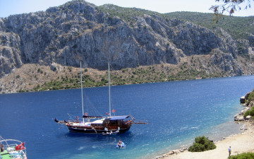 Картинка dalaman marmaris turkey природа побережье яхта горы море