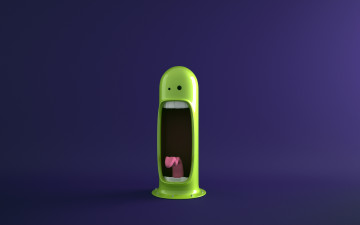 Картинка the screamy 3д графика humor юмор зеленый язык рот крик