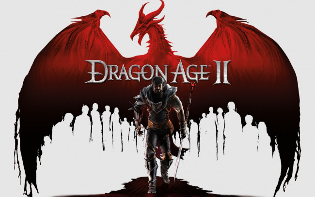Обои картинки фото dragon, age, ii, видео, игры, оружие, воин, дракон